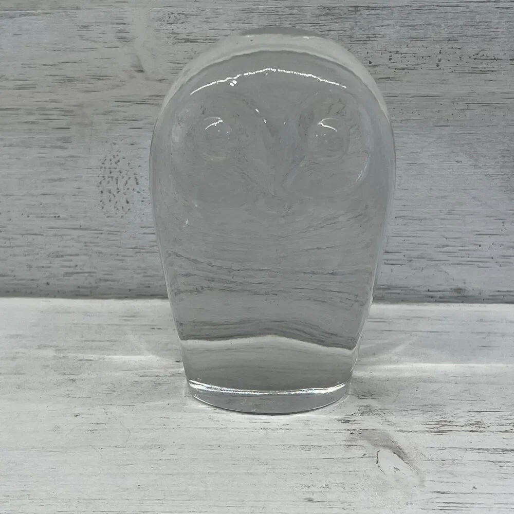 Vintage Goebel 1936 Clear Glass Owl Figurine - Signed Art Glass Paperweight
